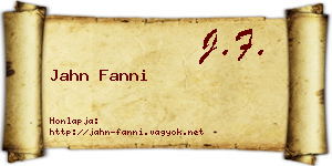 Jahn Fanni névjegykártya